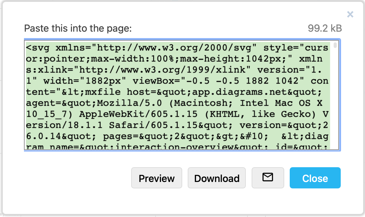 Copy the embeddable SVG markup into your HTML page