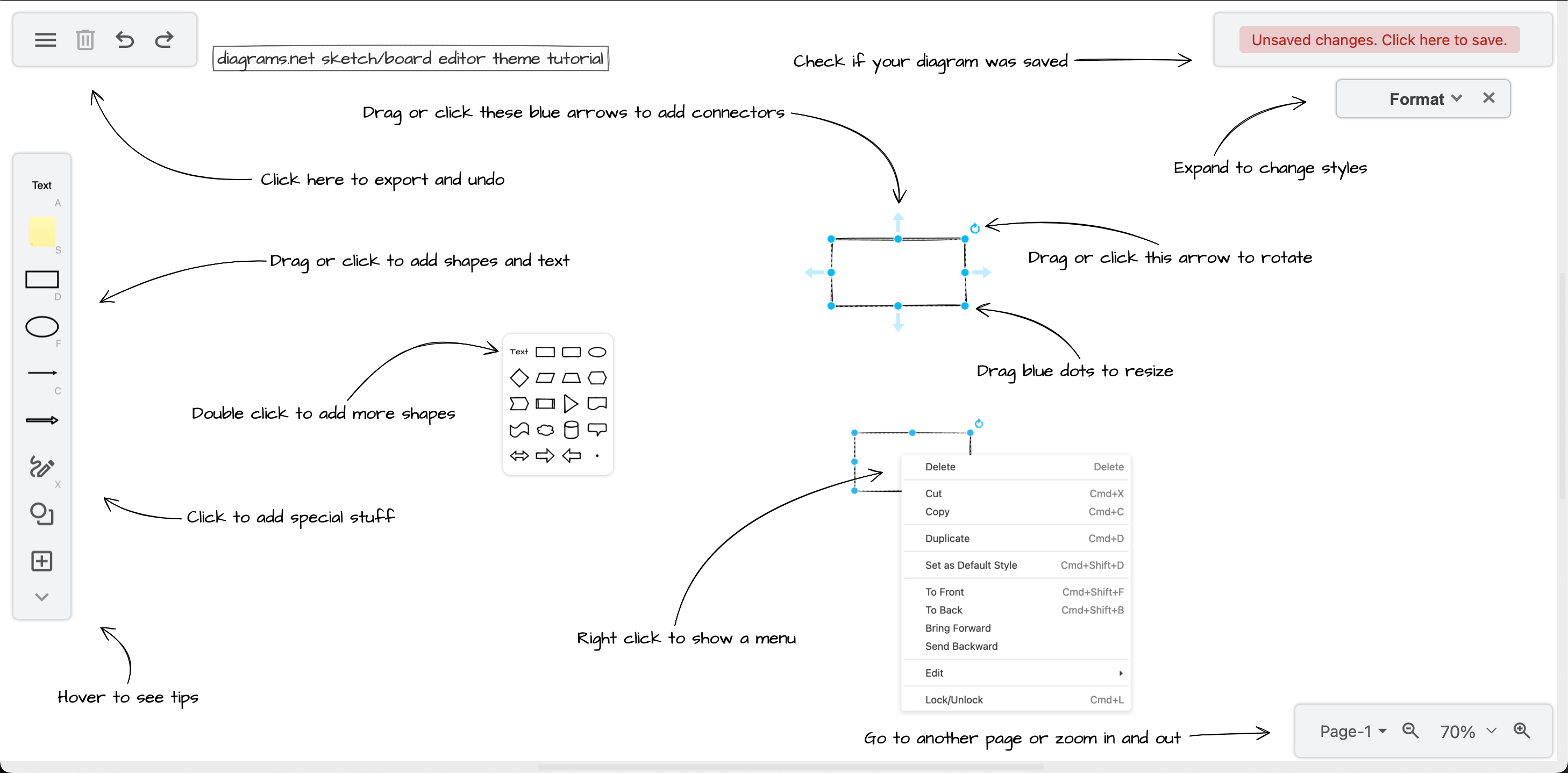 Sketch editor theme for a simpler online whiteboard
