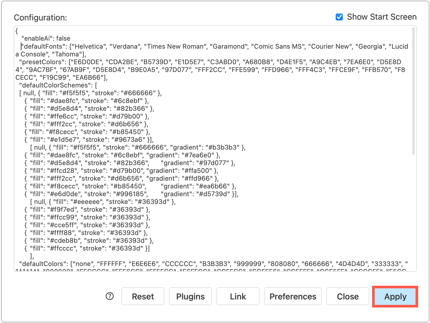 All version of draw.io are highly configurable, with options for custom colours and fonts, and to enable or disable specific features