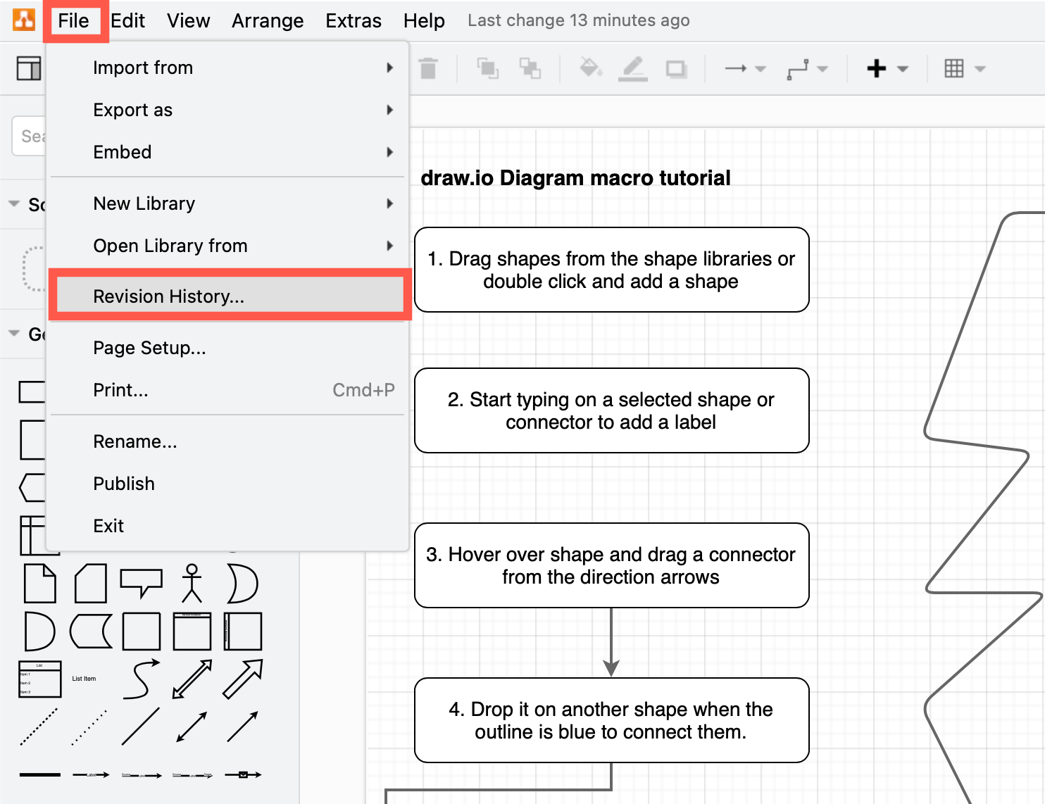 Click on File /> Revision History in the full draw.io Diagram editor to see all the diagram versions