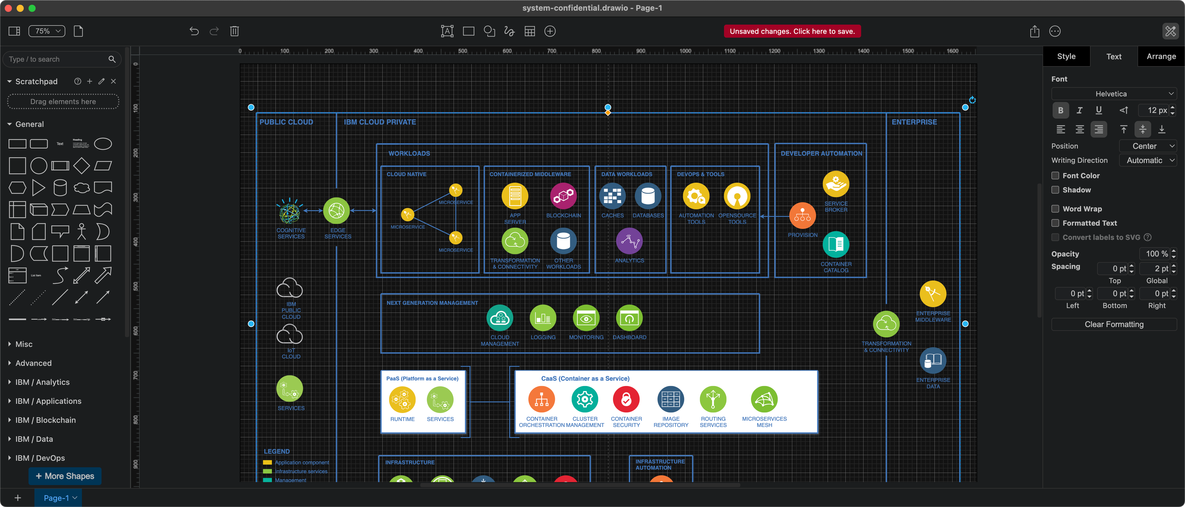 Use draw.io Desktop in dark or light mode, or with any editor theme - Atlas, Classic, Simple, Minimal or Sketch