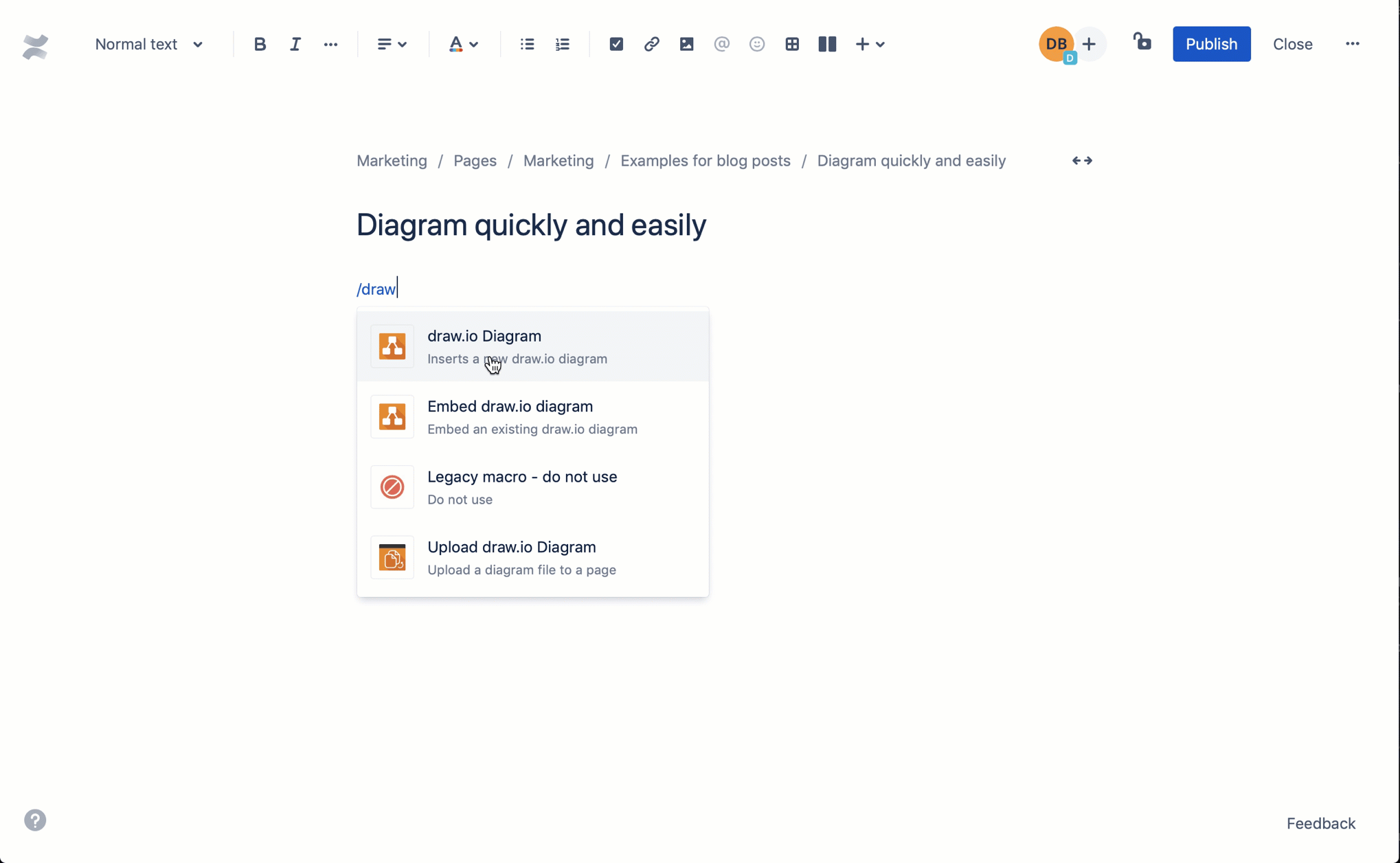Adding a flowchart to Confluence Cloud is easy with draw.io