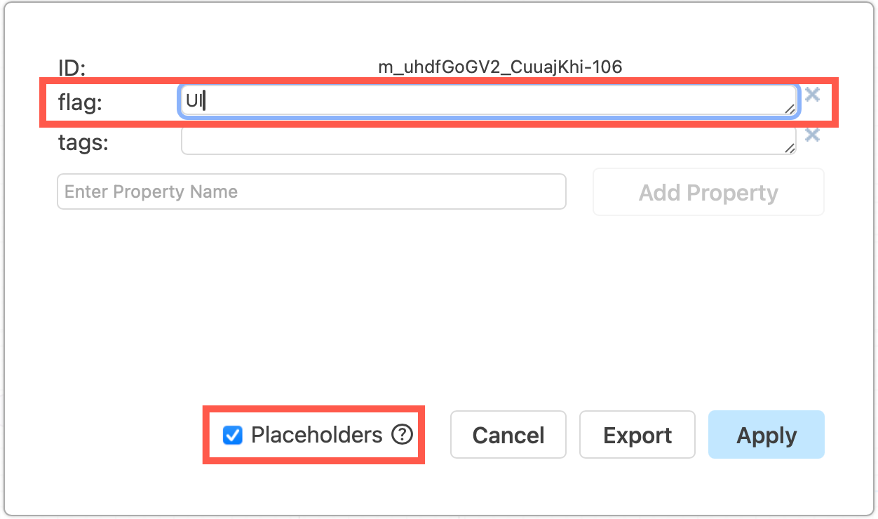 Add the name of the feature flag to a custom property in the container shape