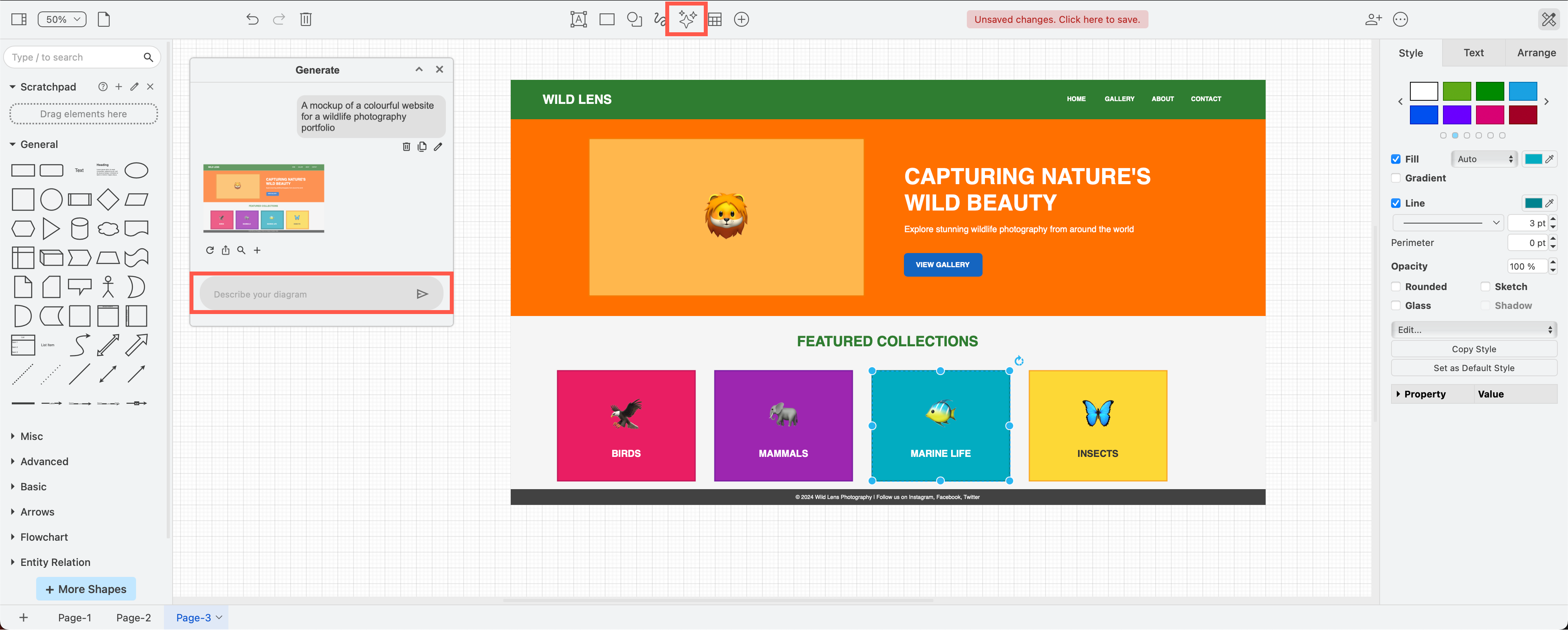 The new generate diagram tool