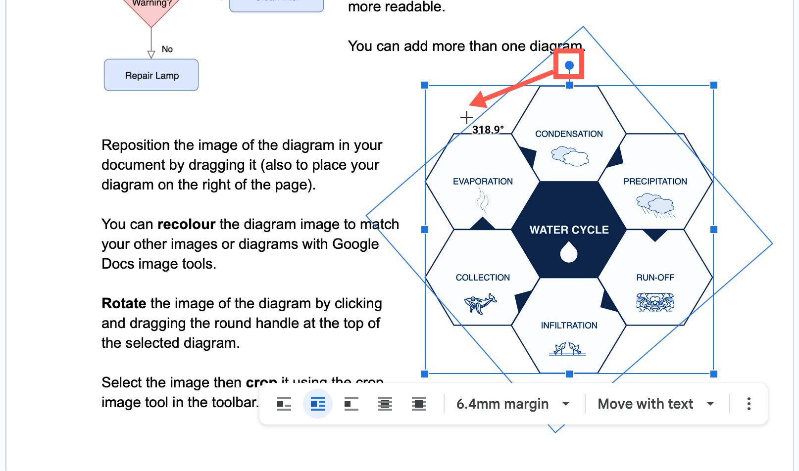 Apply a new colour filter to your diagram in your Google document
