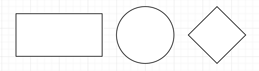 You can insert rectangle, ellipse, and rhombus shapes via the Arrange /> Insert menu in draw.io
