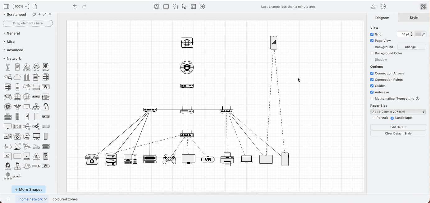 The new Network shape library includes a long shadow with additional colour styling options