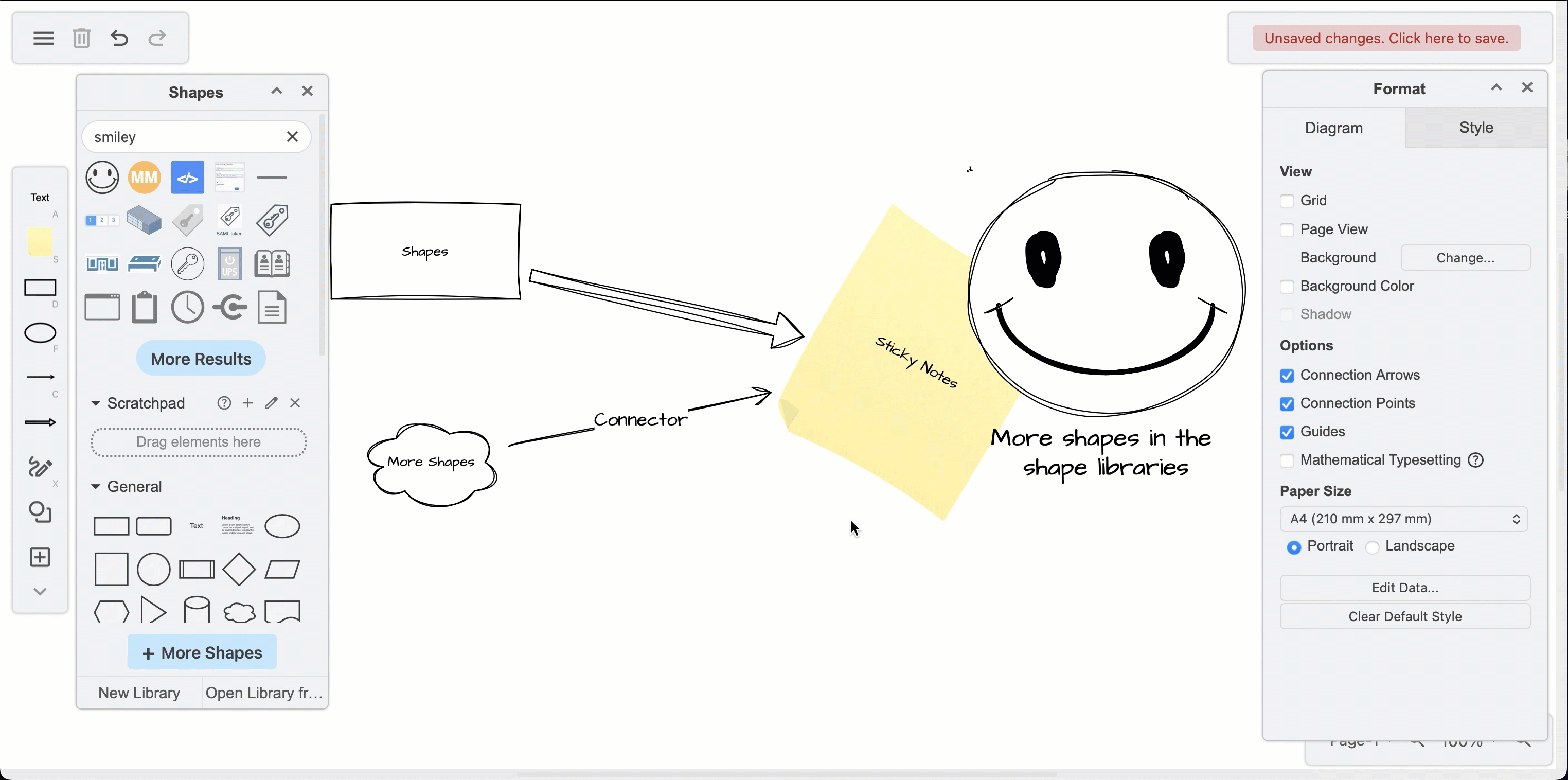 Format shapes, connectors and text with the floating Format panel in the sketch.diagrams.net online whiteboard