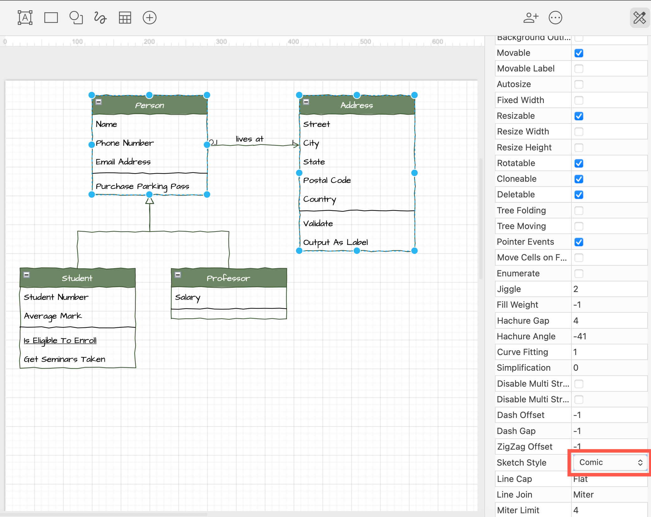 Change the sketch style to comic for a more suble handdrawn effect