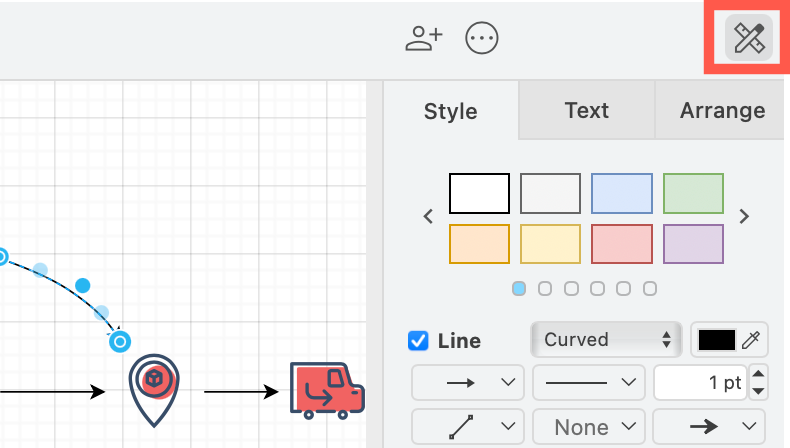 Hide or display the format panel at the right of the toolbar in simple mode in draw.io