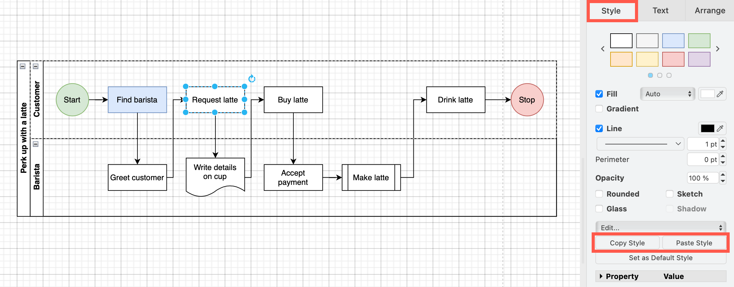 Copy and paste shape styles to quickly make the styles of shapes consistent