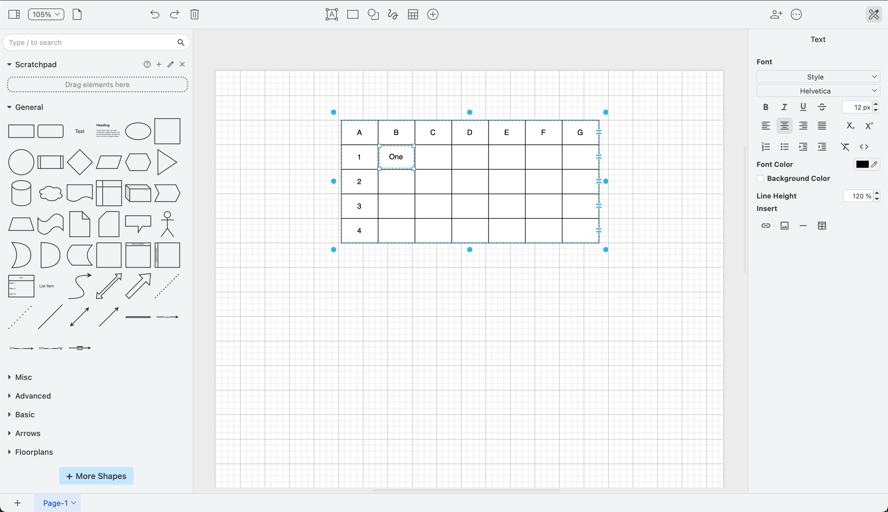 Add text to a selected table cell just like you would a shape label in draw.io