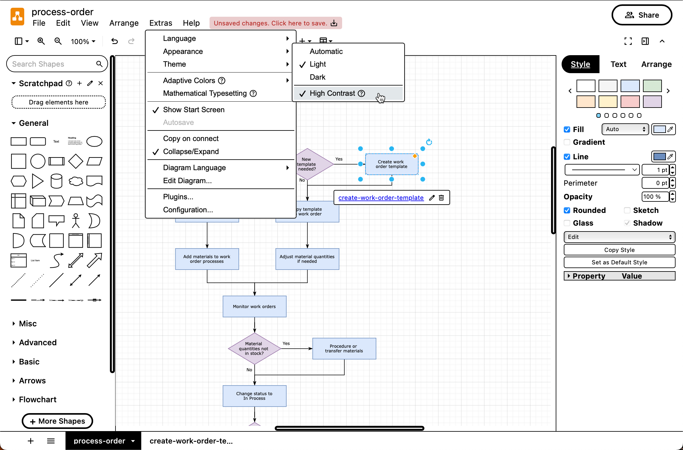 The draw.io user interface has been modernised and streamlined, but all the editor tools are in their normal places - your workflow will not be disrupted
