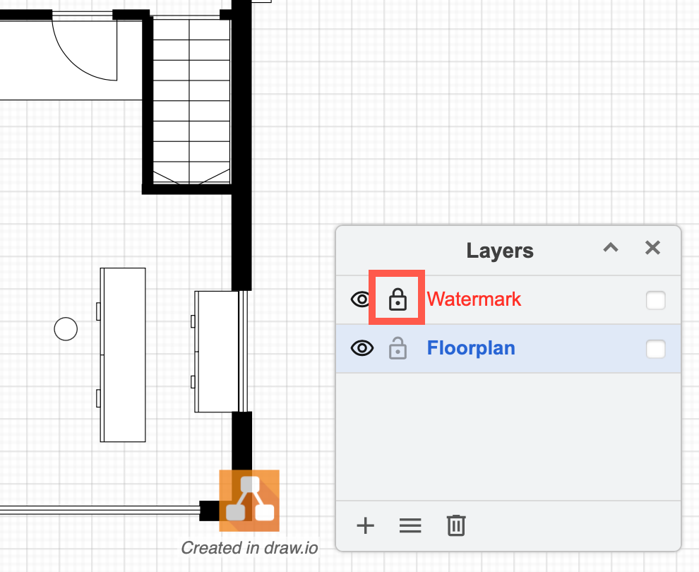 Lock the watermark layer to prevent any unintended changes